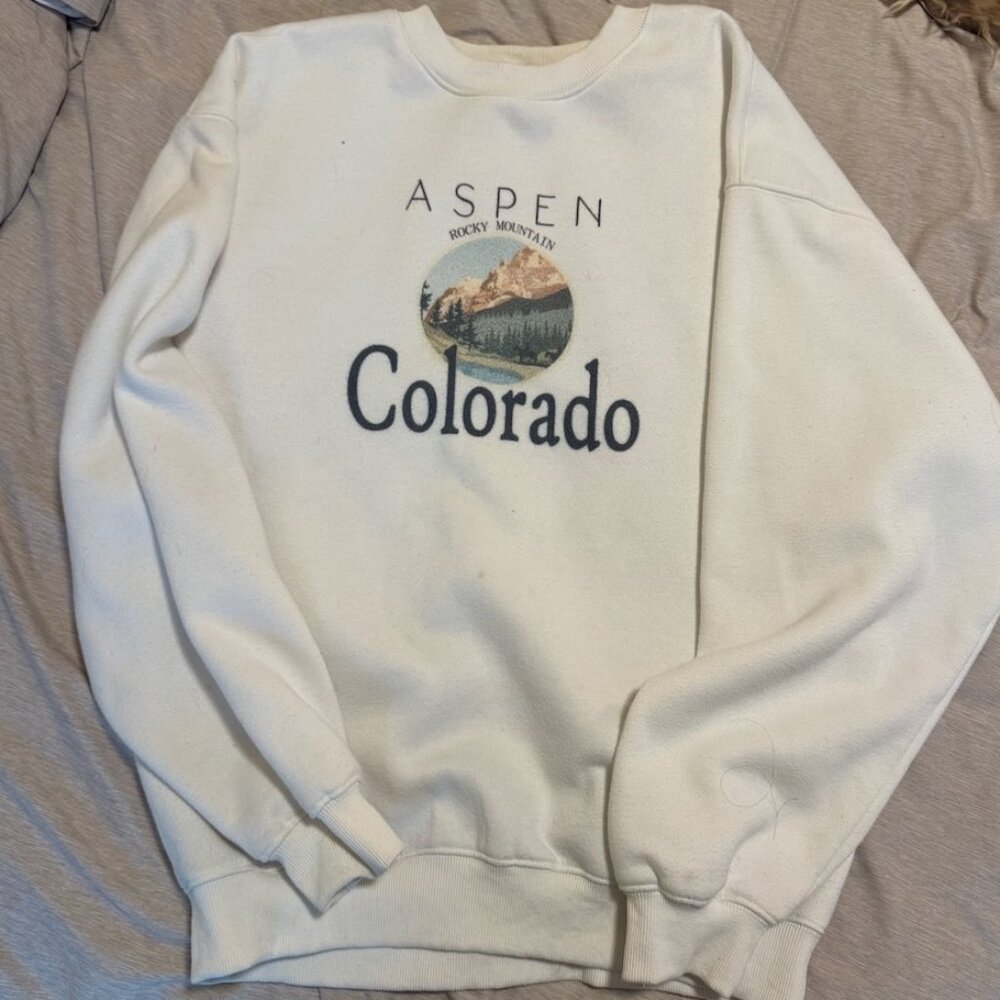 Princess Polly Colorado Oversized Crewneck Sweatshirt White - Size 2
